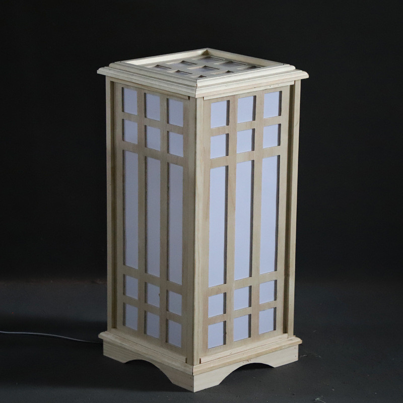 中式婚庆道具新款原木灯光方柱舞台婚礼现场迎宾路引布置木质摆件