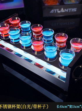 发光酒架酒吧led创意不锈钢一口型ktv心杯架个性鸡尾酒架发光杯架
