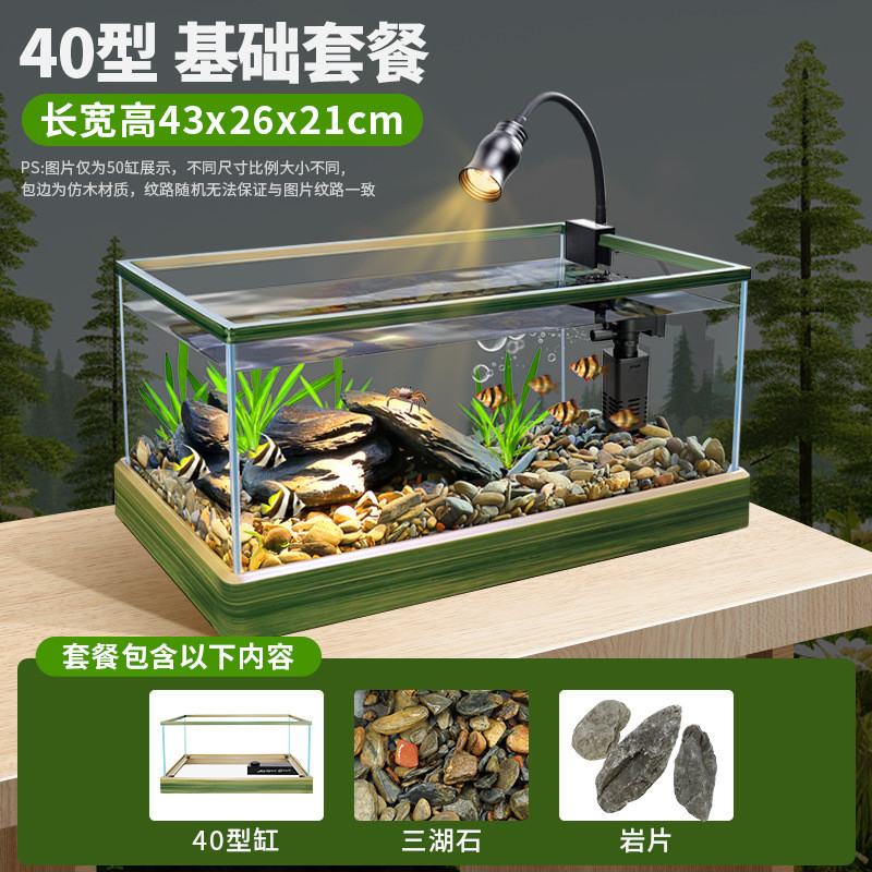 南美风溪流全套客厅中小型桌面龟缸家用热带雨林造景缸生态养鱼缸