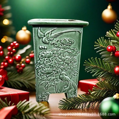 四方形兰花专用陶瓷悬崖飘枝中式复古室内桌面造景盆景花盆盆