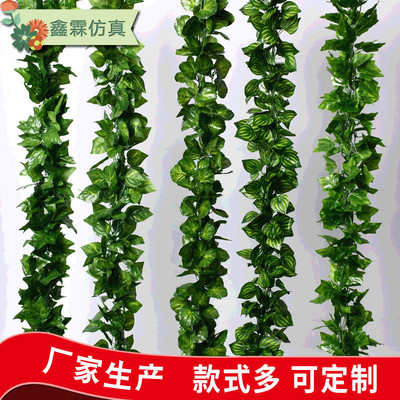 仿真绿叶藤条爬山虎装饰假花藤蔓管道缠绕绿植树叶塑料葡萄藤条