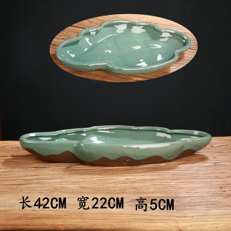 紫砂复古粗陶孔拼盘陶瓷花盆造景哥窑创意个性有大号植物组合盆栽