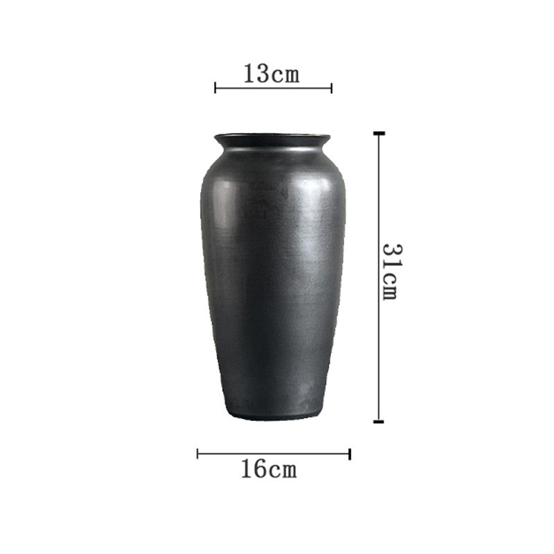 侘寂风枯枝干花复古粗陶瓷花瓶禅意新中式宋代美学中古高级感摆件