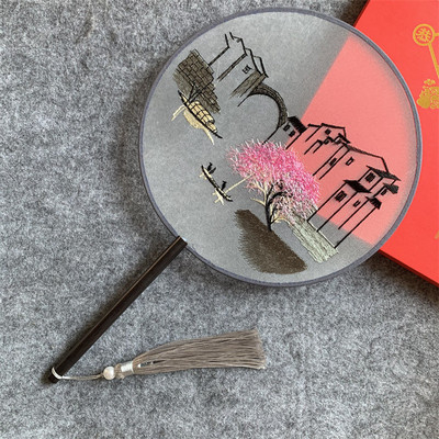 eao4微瑕扇双面绣成品绣花苏绣处理！刺绣风手工包边苏绣成品挂画