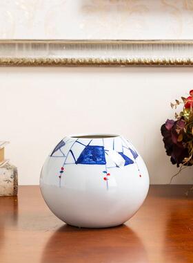 厂家批发装饰陶瓷花瓶家居摆件景德镇青花创意样板工艺品现代简约