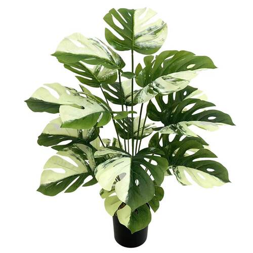 仿真植物手感过胶龟背叶18头北欧风盆栽室内装饰道具假植物龟背竹