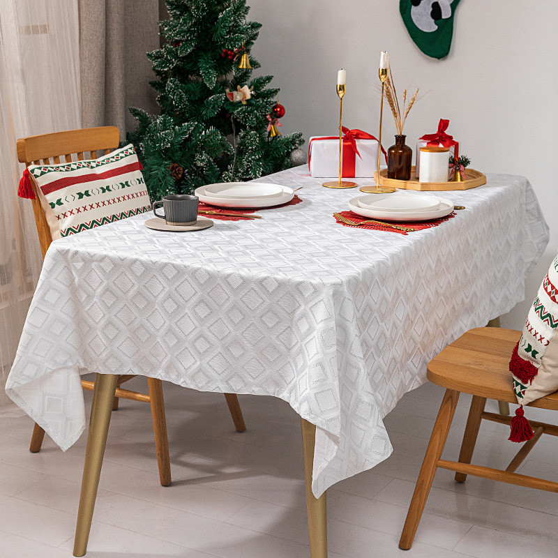 轻奢氛围感餐桌布节日装饰巾丝提花桌垫布艺餐桌布茶几盖亮长方形