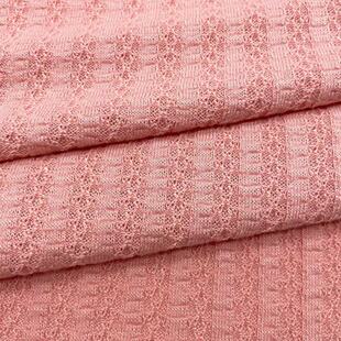 340g网格粗针提花坑针织布涤纶弹力透气抽条罗纹螺纹条针织面料