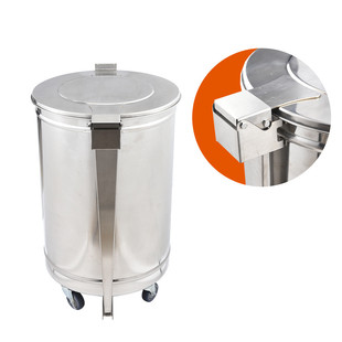 定制50 100l圆形酒店户外工业大容量商用不锈钢脚踏垃圾桶带盖带
