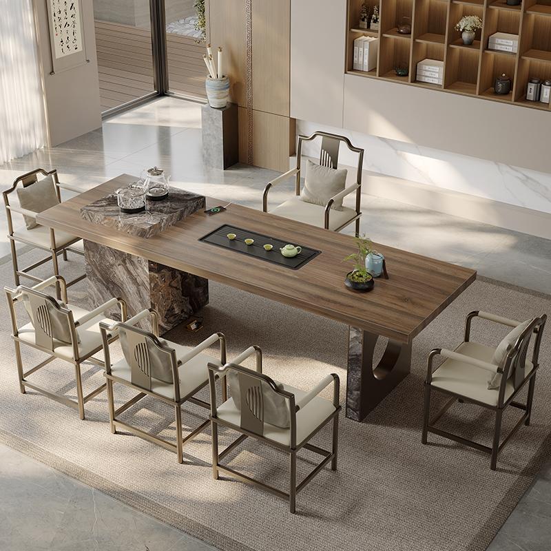 轻奢现代简约岩板茶桌意式极简茶台茶椅组合别墅家用客厅阳台茶桌