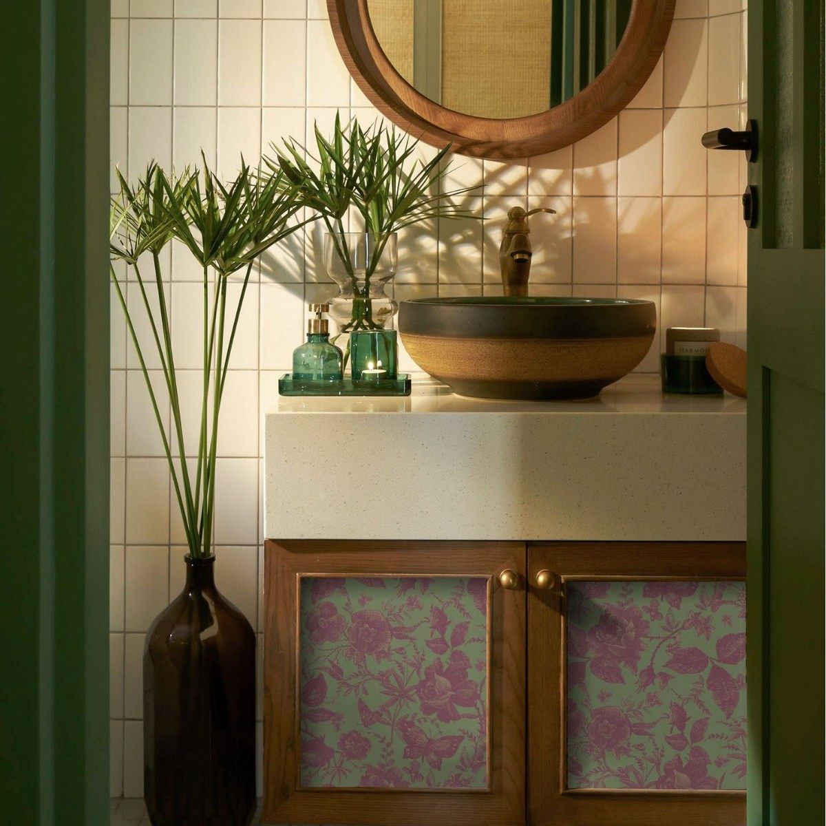 funlife自粘缔花卉玫瑰高壁纸法式复古橱柜移门加厚贴纸stz151