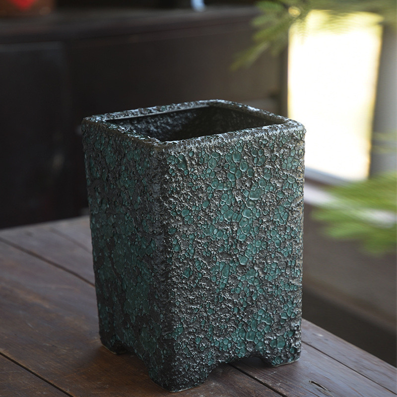 气泡釉创意复古长方形透气多肉绿萝蝴蝶兰文竹陶瓷花盆大号室外