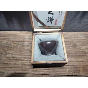 柴烧建盏杯手工建窑陶瓷茶杯大号铁胎主人杯铁锈釉银斑单杯茶盏