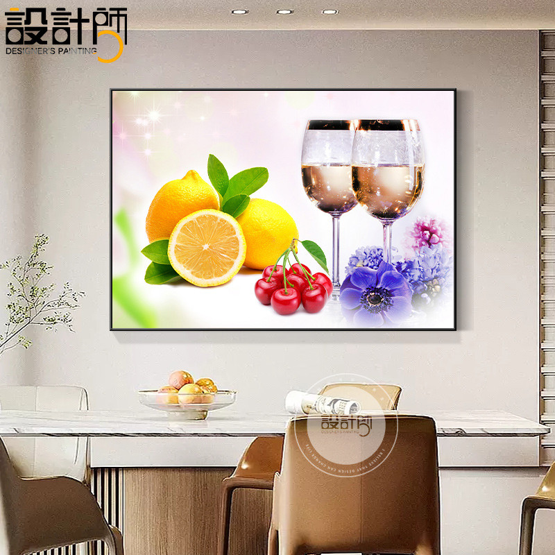 餐厅装饰画饭厅饭店厨房餐桌墙上挂画水果酒杯现代简约墙面墙新款图片