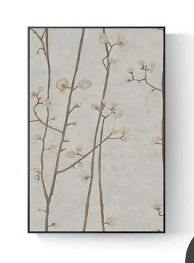 现代绿色客厅古南洋风梅花枝条复餐厅玄关装饰画卧室壁画竖版挂画