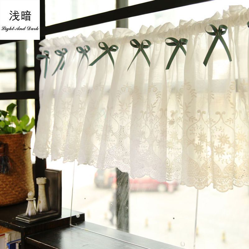 美式乡村半帘隔断门帘厨房短帘韩式咖啡帘田园装饰帘头窗帘窗雯沃