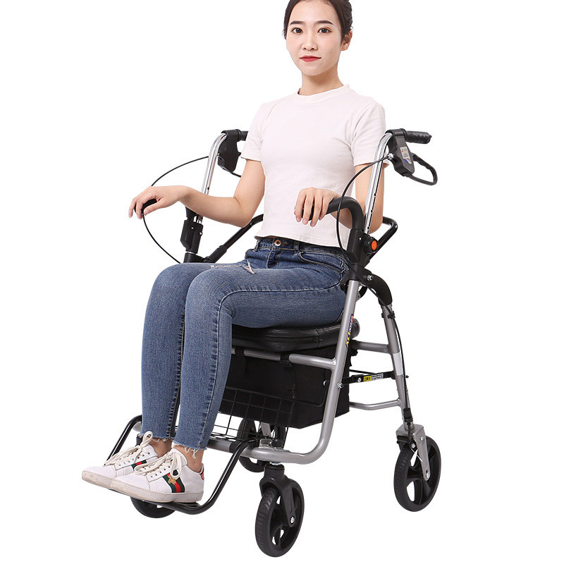 RP4T老人手推车买菜助行车老年四轮购物车代步推椅可坐折叠轻