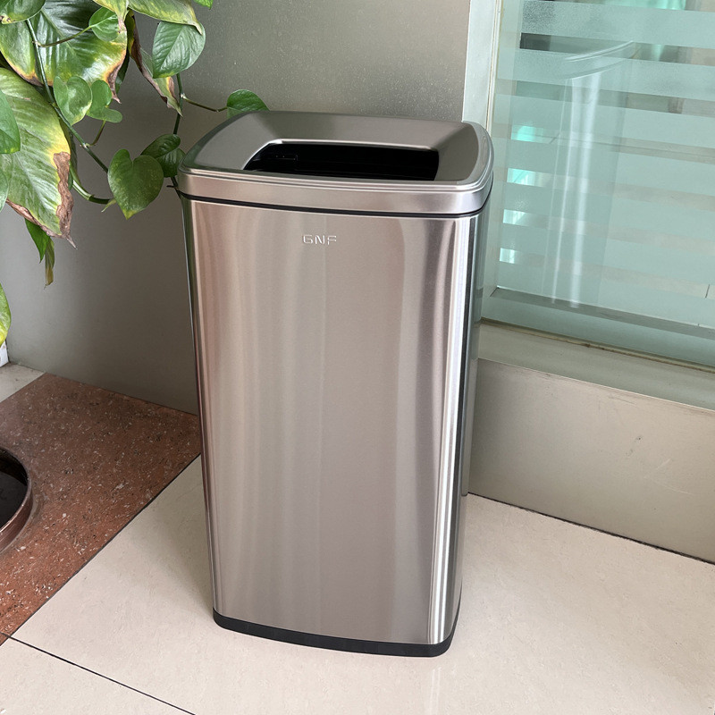 走廊公司电梯大容量敞口无盖擦手纸直f^不锈钢垃圾桶30l洗手间