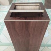 日式 加高木质翻盖酒店简约现代方形垃圾桶大堂客厅办公家用垃圾筒