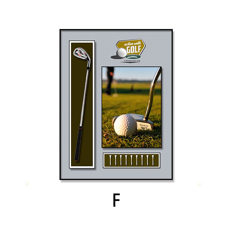 简约实物高尔夫球装饰画复古美式俱乐部壁画酒店运动体育馆挂画图片