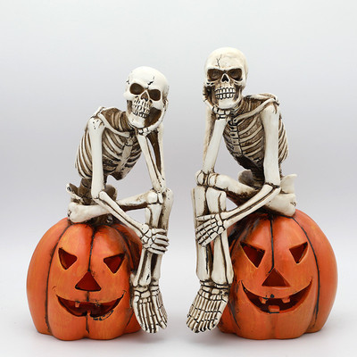 万圣节场景装饰南瓜灯骷髅三叠万圣节场景布置道具狂欢节派对装饰