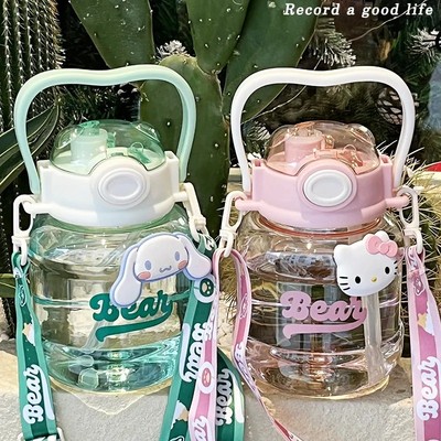 德国大肚玻璃杯吸管成人耐高温大容量吨吨桶女生高颜值双饮口水壶