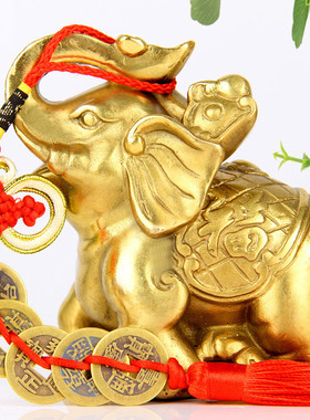 铜财富大象摆件铜元宝如意象摆件一对吸水象家居办公室礼品摆件