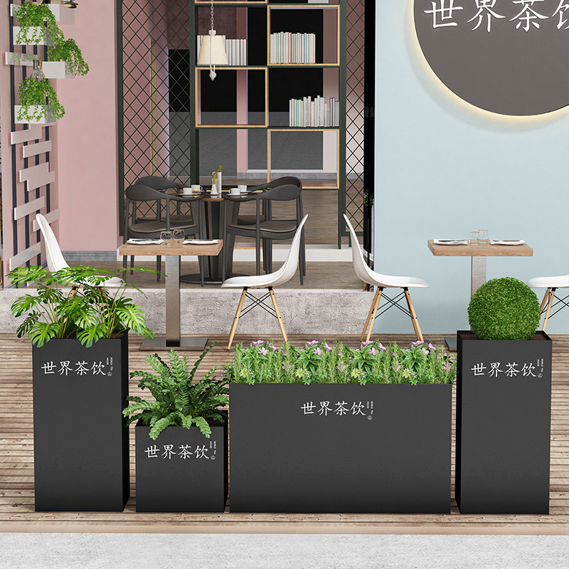 户外不锈钢花箱组合种树箱市政道路镀锌钢花坛商业街花盆304花钵
