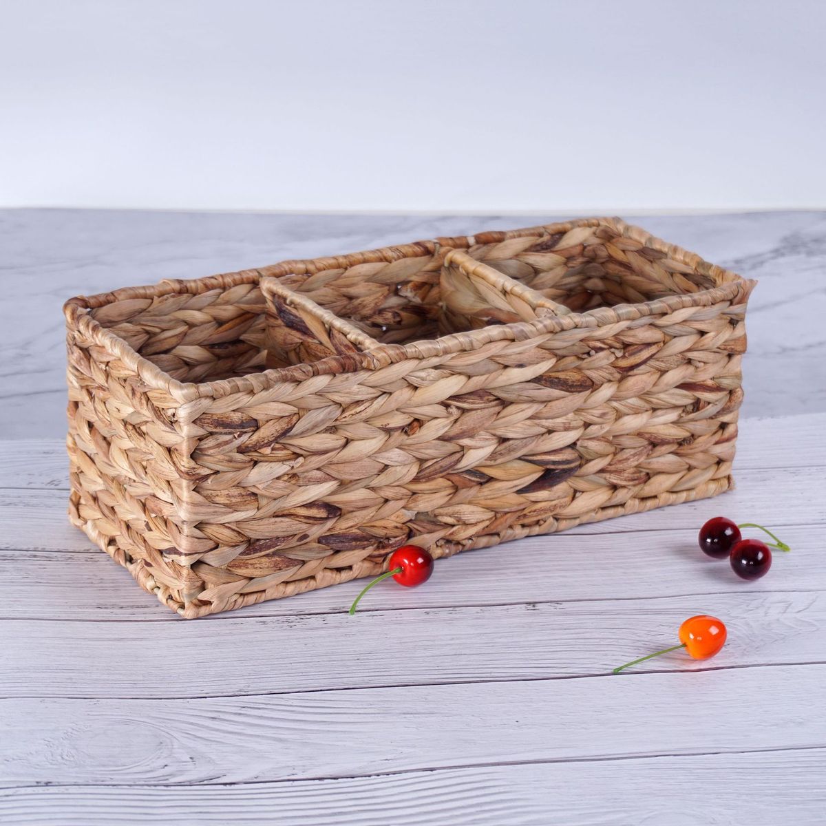 水葫芦草编织分格篮纸巾储物篮杂物收纳篮桌面收纳筐