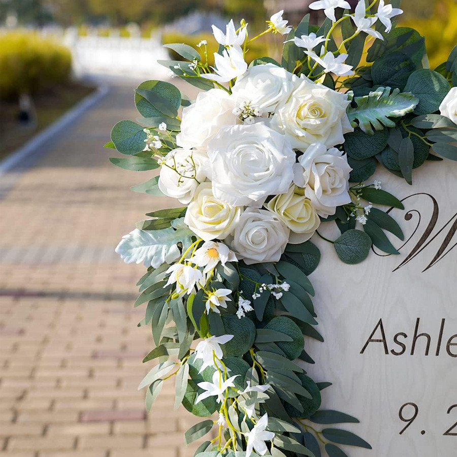 新款仿真迎宾花指示牌花艺拱门装饰门楣花角花婚礼户外花