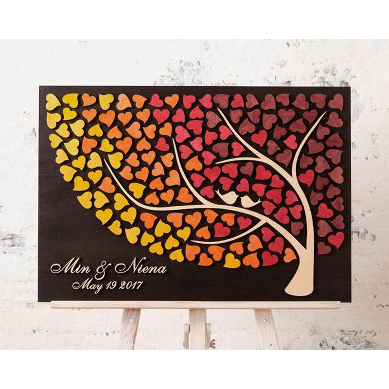 欧式签到创意婚礼婚庆卡心形木片树爱情树台个性结婚签名册