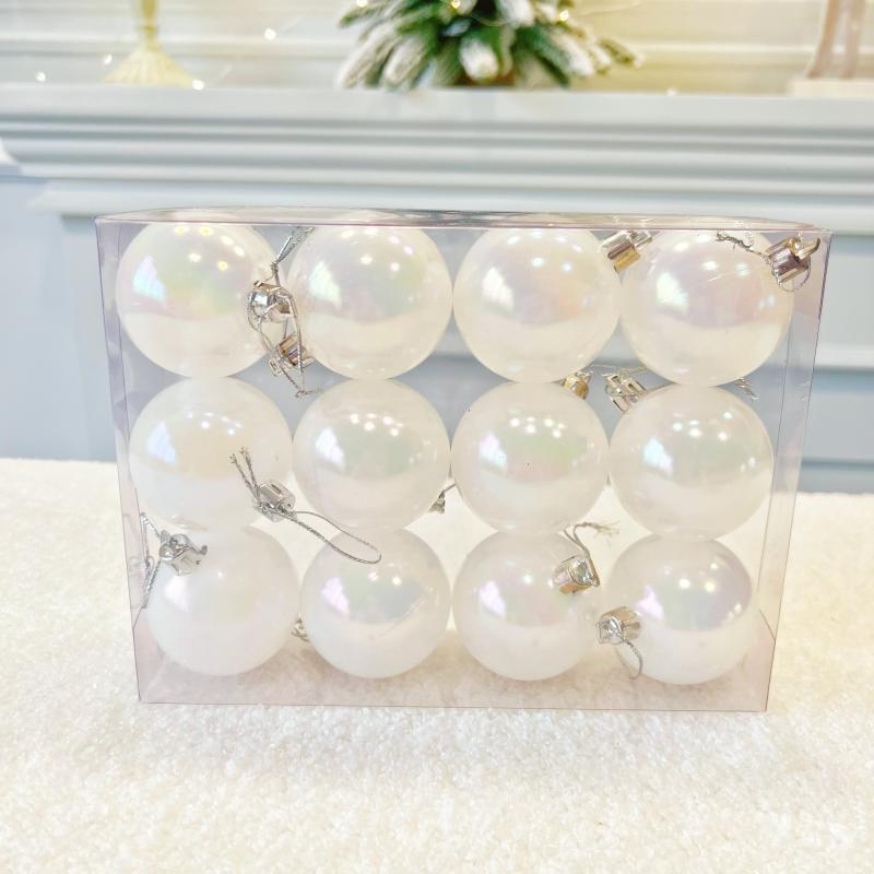 56pc圣诞树ins唯美梦幻炫彩球透明七彩泡泡球圣诞球批发装饰挂球