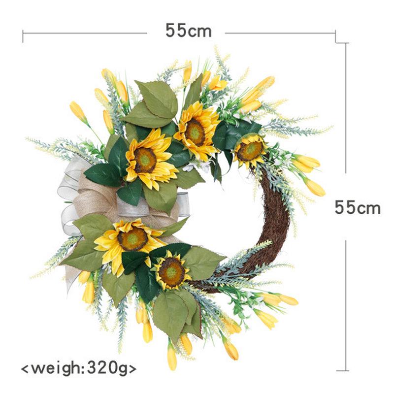 店向日葵花环仿真花绢花门饰壁饰挂饰花圈货源工厂美式批发