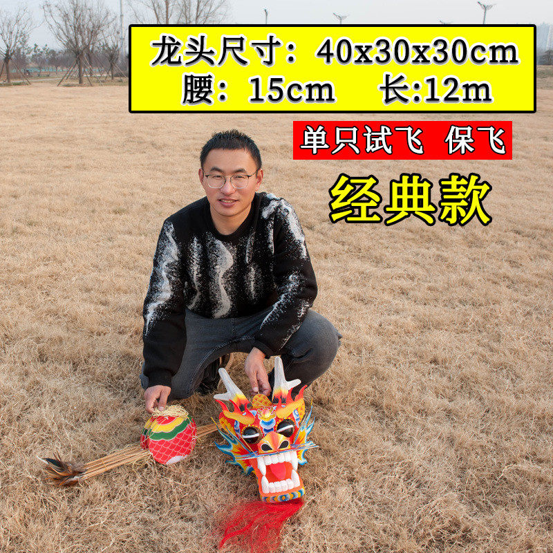 潍坊龙头蜈蚣风筝大型成人传统手工立体单只风筝龙试飞