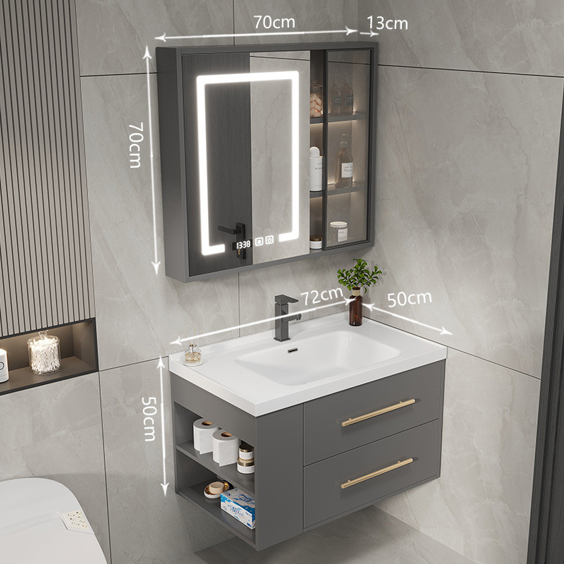 9c轻奢风陶瓷一体盆洗手卫生间浴室柜组合现代简约台盆洗脸池洗漱