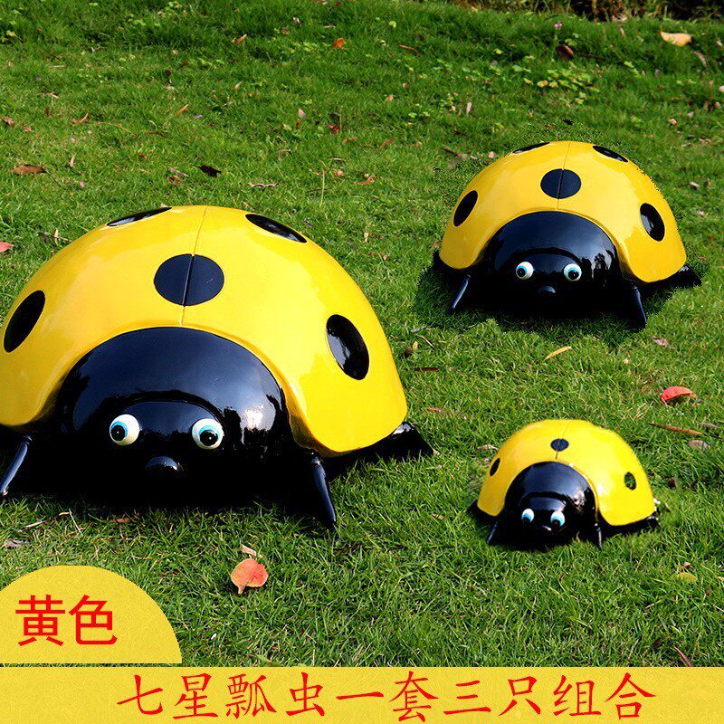 仿真七星草坪雕塑玻璃钢甲壳虫户外公园小区瓢虫落地园林小品装饰