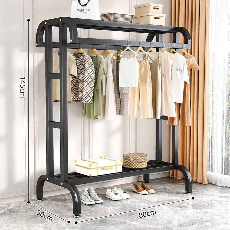 双弯衣架晾衣杆阳台专用固定式特厚折叠晾衣架落地立式晒衣架