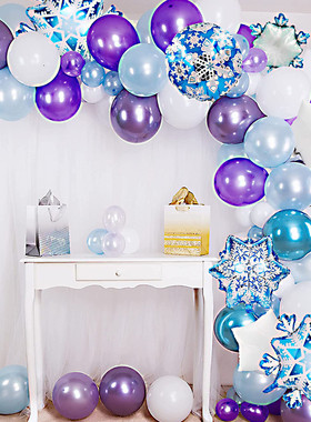 厂家链蓝紫色圣诞节冰雪公主气球直供花环套装生日派对装饰布置