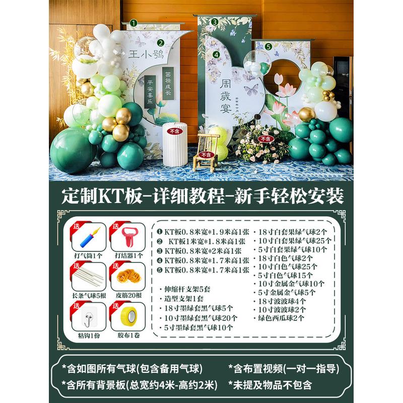 宝宝生日一周岁百天满月周岁宴酒店装饰气球场景餐厅背景拱门kt板图片