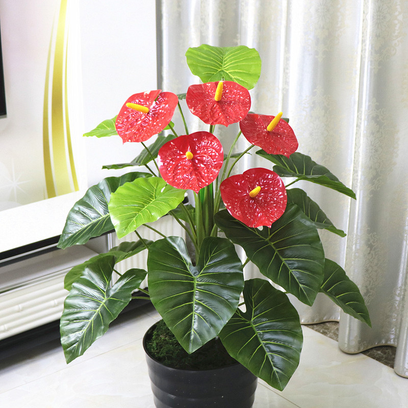 假树红掌仿真花假花盆栽落地大型假仿真植物摆设客厅室内装饰绿植