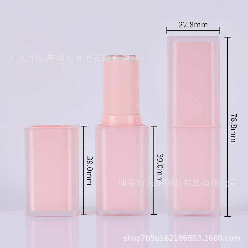 现货口红管空管口红管透明内喷工艺四方卡扣型外包材唇膏新品