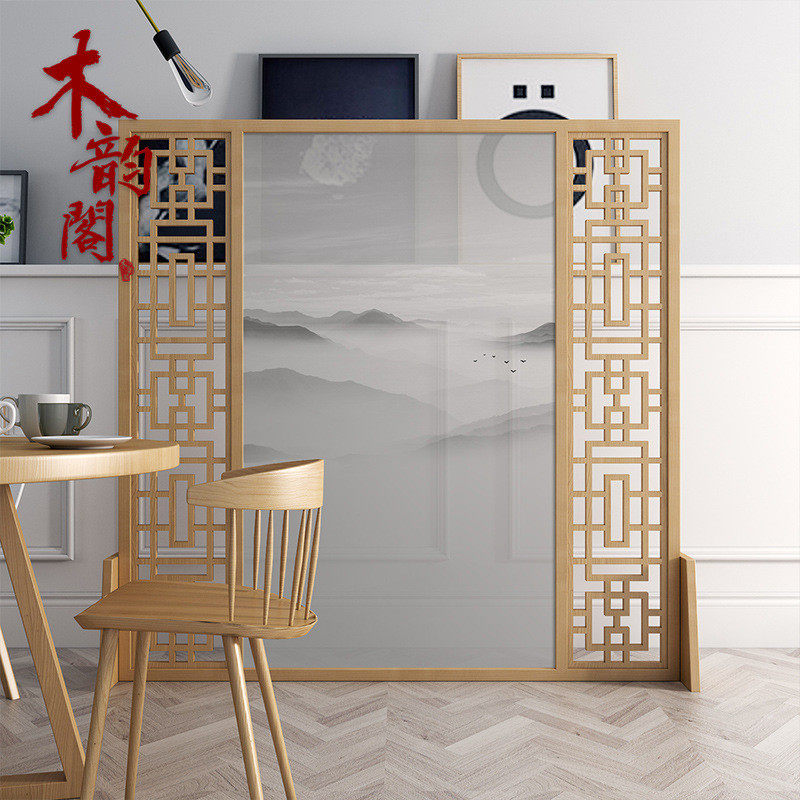 新中式屏风隔断客厅进门玄关布艺简约现代座屏卧室遮挡家用时尚