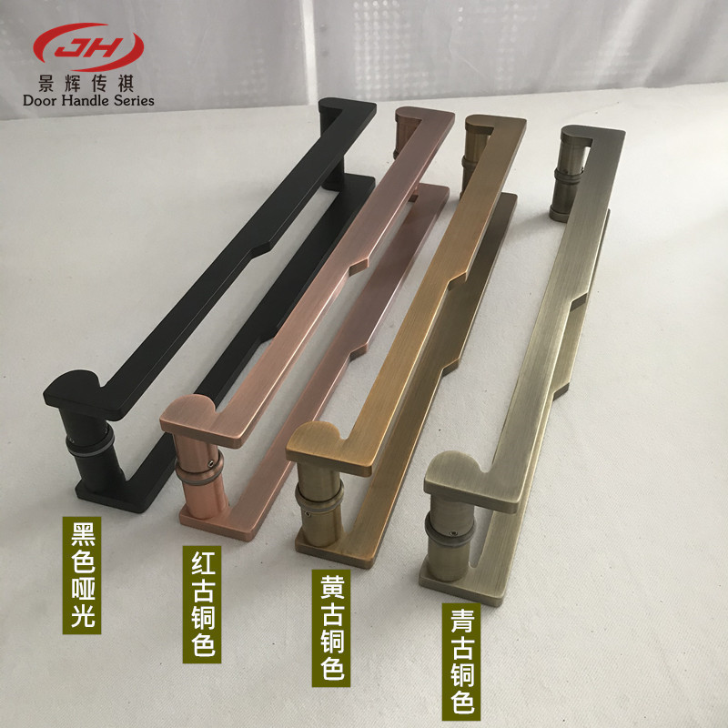 热销玻璃门拉手木门大拉手古铜色有无框玻璃门黑把手磨砂大门现代