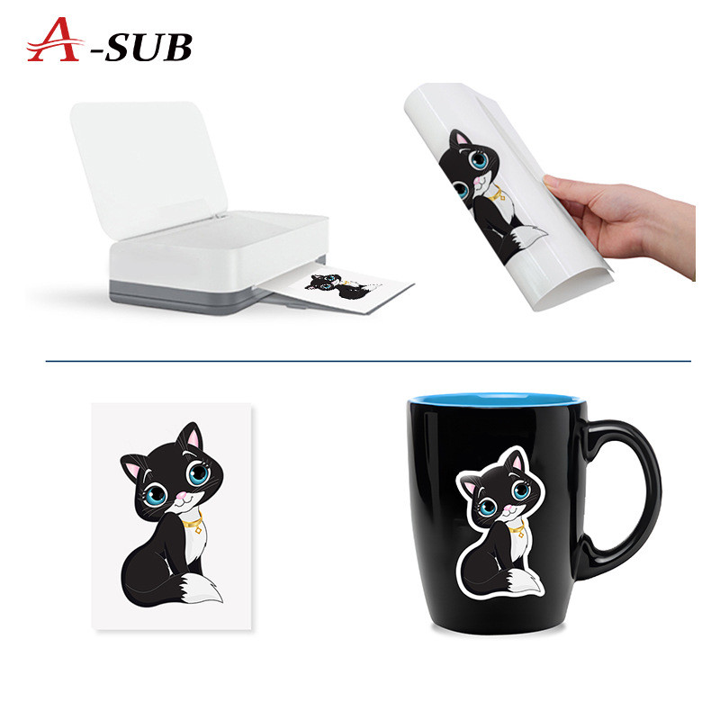 a-sub彩色激光打印系列水转印纸白底杯水玻璃陶瓷杯马克透明贴纸