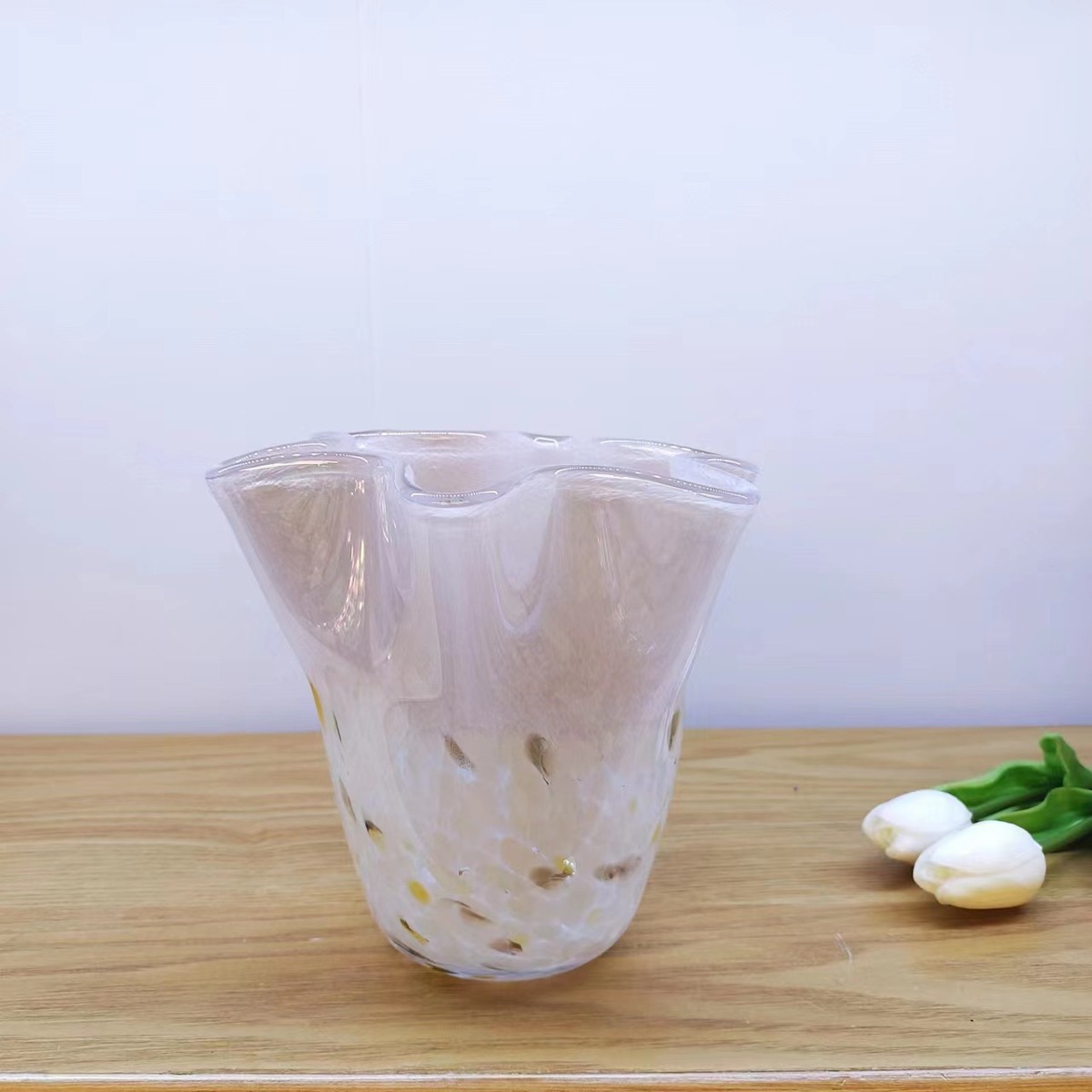 欧式玻璃花瓶创意果盘高档实用收纳工艺品摆件优雅粉色白菜摆件