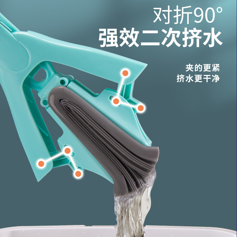 1vpr海绵力拖把家用吸水双动拖布新款一拖净对折式挤水胶棉墩布头