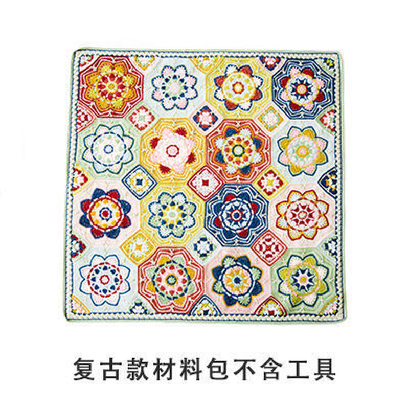 苏苏姐家波斯瓦拼花毯材料包diy钩针编织盖毯中粗毛线团