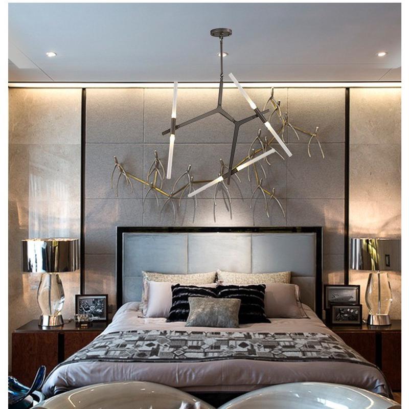 北欧后现代创意客厅餐厅工业风萤火虫设计师个性楼梯吊灯树杈人字