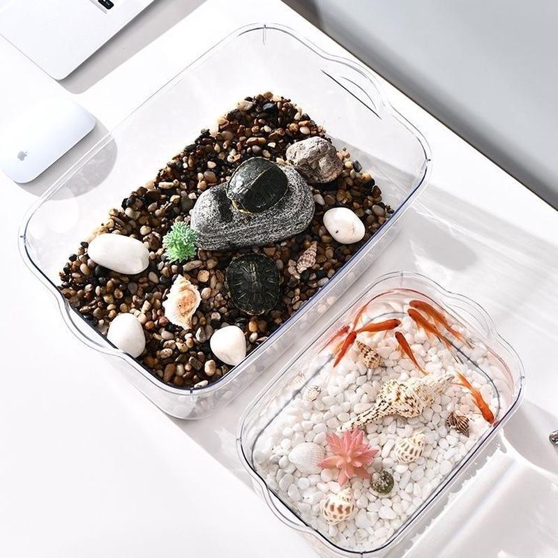 生态斗鱼缸塑料客厅大小型家用水族箱透明金鱼缸乌龟缸桌面造联严