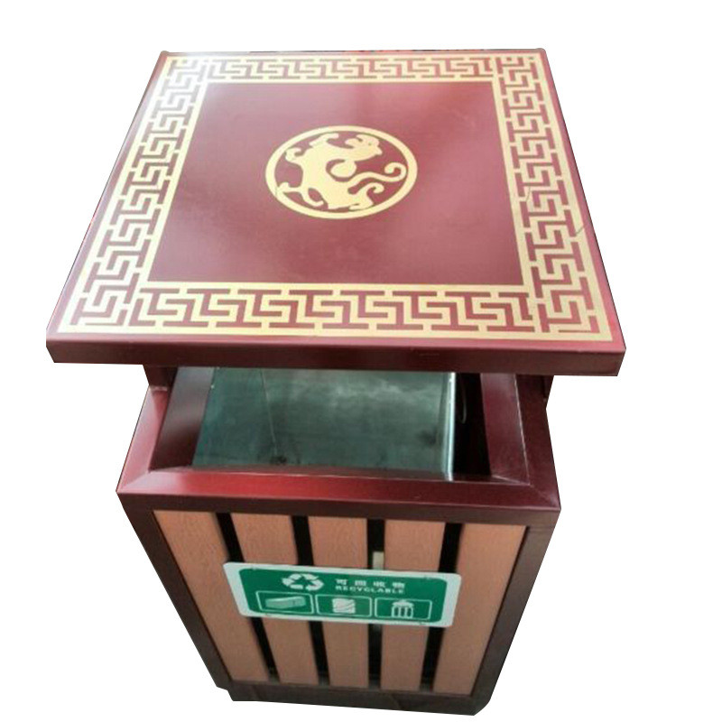 摆放钢木分类垃圾桶户外立式户外木质垃圾桶马路街道两侧垃圾箱